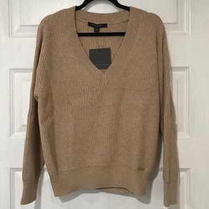 Marc New York Andrew Marc Womens Vneck Heather Latte Sweater Size Large NWT